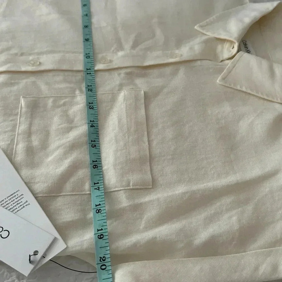 NWT CALVIN KLEIN White Linen Blend Button Front Midi Shirt Dress Coastal Chic - Picture 11 of 14